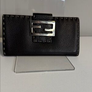 Fendi Selleria Long Black Leather Wallet